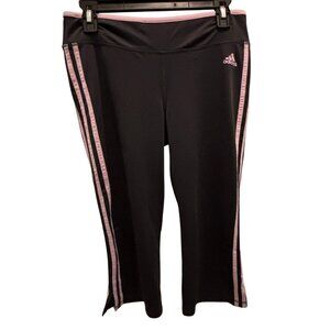 Adidas black and lavender cropped track pants leggings joggers capris M